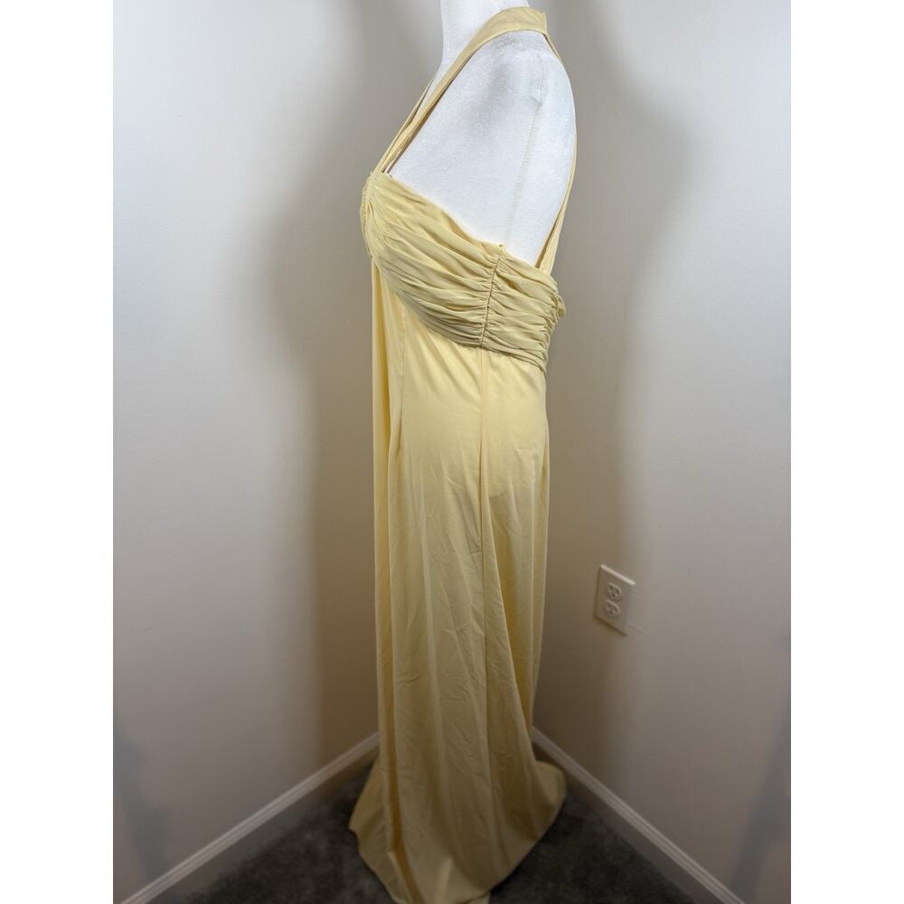 Jovani Women’s Size 12 Butter Yellow Formal Dress Gown Halter Long Classic Prom - Picture 4 of 15